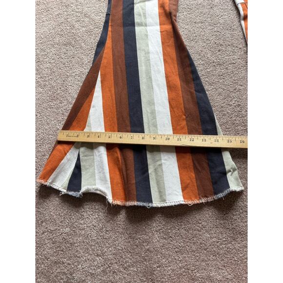 Peach Love California 70s Striped Blue Flare Bell Bottoms Jeans Pants Sz Large - Picture 8 of 8